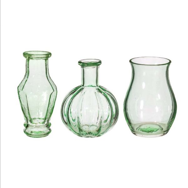 Vaso in vetro riciclato verde – Set 3 pezzi