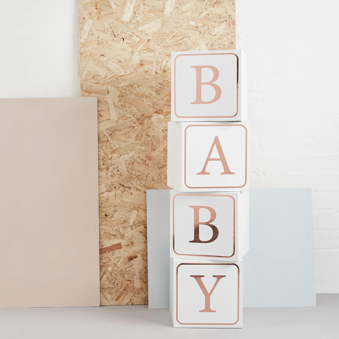 Set 4 Blocchi Decorativi BABY Oro Rosa per Baby Shower