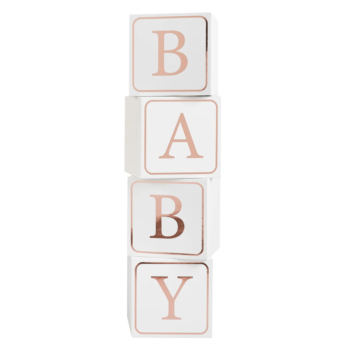 Set 4 Blocchi Decorativi BABY Oro Rosa per Baby Shower - immagine 3