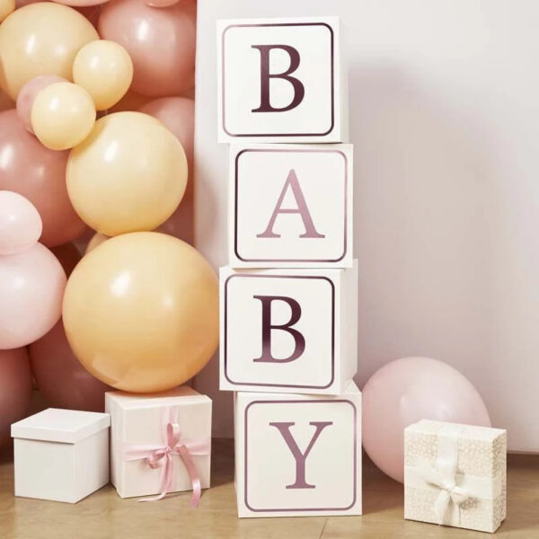 Set 4 Blocchi Decorativi BABY Rosa per Baby Shower
