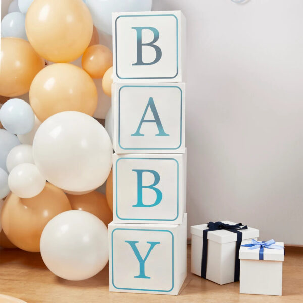Set 4 Blocchi Decorativi BABY Azzurro per Baby Shower