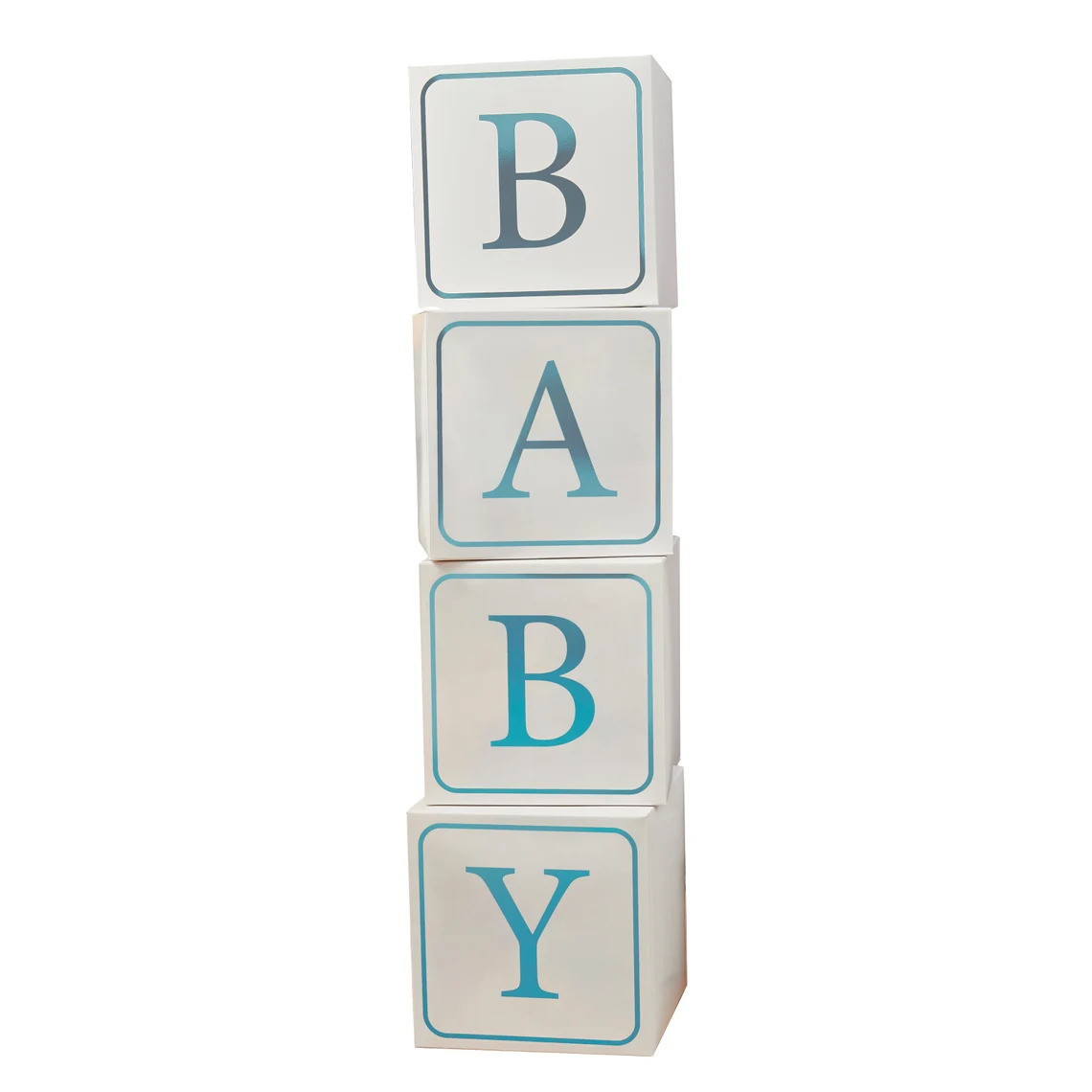 Set 4 Blocchi Decorativi BABY Azzurro per Baby Shower - immagine 2