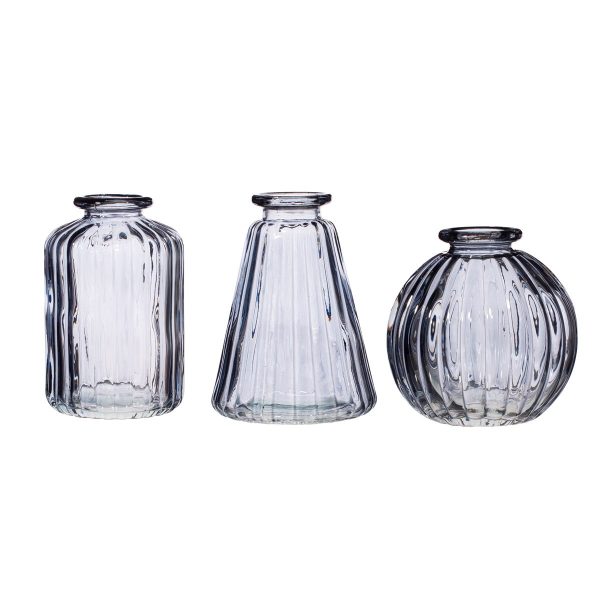 Vasetti in vetro grigio – Set 3 pezzi