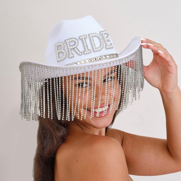 Cappello Bride con strass e perle