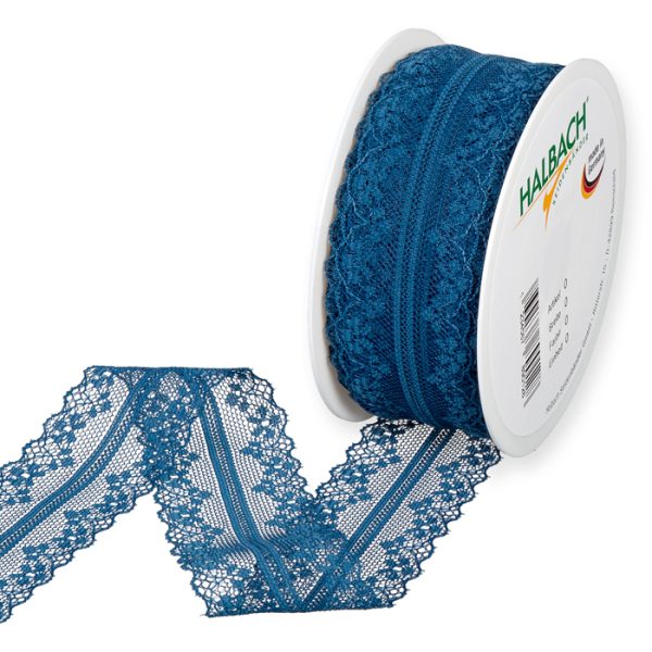 Nastro in Pizzo blu ceruleo 36mm