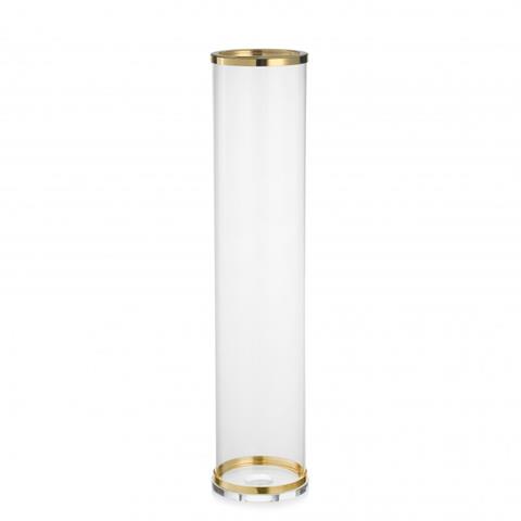 Cilindro Parafiamma vetro e bordi dorati h35 cm per candele stelo